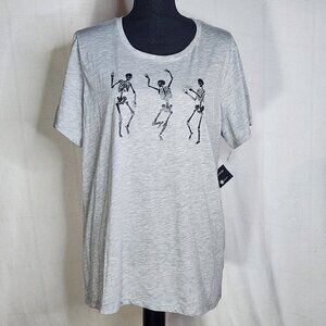 Way to Celebrate Walmart BlackGrey Moon Dance Black Foil Skeletons SS Tee XXL 20